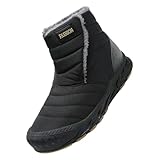 SAUTRV Paar Schneestiefel Herren High Top Schneestiefel Mode Casual Turnschuhe Winter Gepolsterte Warme Damenstiefel Holz Schneeschuhe für Männer, Schwarz , 38 2/3 EU