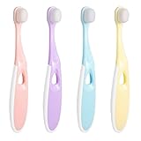 LAOKEAI 4 Stück Baby Zahnbürsten - Extra Weiche Nano Zahnbürsten mit 10000 Extra Weichen Borsten für Kinder 2-12 Jahre
