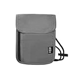 AfitLulu Brustbeutel, Reisepasshülle, RFID-blockierend, für Damen und Herren, Reisepasstasche, RFD, Diebstahlschutz, Reisezubehör, Handy-Tasche mit Umhängeband, grau, 85