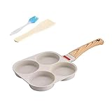 Verdicktes Omelett, Wärmeleitung, gleichmäßige Spiegeleier, Bratpfanne mit 4 Tassen, Pfannkuchenpfanne, Aluminiumlegierungsherd zum Frühstück, Aluminiumlegierungsherd, Gasherd kompatibel, Vier Loch