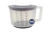 mucHome 3in1 Messbecher 2L Rührbecher mit Spritzschutz, Verschlussdeckel und Ausgießer - Rührschüssel aus Kunststoff mit gummierter Boden zum Kochen und Backen - Qualitätsprodukt aus Europa (Grau)