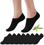 Toes Home Sneaker Socken Damen Füsslinge Herren 8 Paar, Bambus Füßlinge Sneakersocken Unsichtbare Unisex Bambussocken No Show Socken mit Rutschfest Silikon Footies Schwarz 39-42