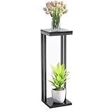 2 Etagen Blumenständer Pflanzenständer, 75cm Pflanzenregal Pflanzen Eckregal, Blumenregal Indoor for Houseplants, Blumentreppe Pflanzentreppe for Wohnzimmer, Balkon Und Büro Deko(Black,75cm)