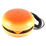 Tiardey Neuartiges, süßes Festnetztelefon in Burger-Optik, kreatives Cartoon-Burger-Telefon, schnurgebundenes Mini-Bürotelefon für zu Hause mit rutschfesten Füßen für dekorative Zwecke