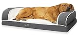 Pecute Hundebett Grosse Hunde Orthopädisch, Hundekissen Waschbar Abnehmbar, Ergonomischer Hundekorb, Hundesofa mit Memory-schaum, Rutschfeste Hundematte, Dog Bed in Größe 101x66x20 cm, Hundecouch Grau