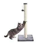 Kratzsäule für Katzen,Kratzbaum für Katzen 80cm Kratzsäule XXL Natural Sisal Seil Pole mit hängendem Ball, weicher Plüsch,Scratching Post