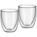 WMF Kult doppelwandige Cappuccino Gläser Set 2-teilig, doppelwandige Gläser 250ml, Schwebeeffekt, Thermogläser, hitzebeständiges Teeglas, Kaffeeglas