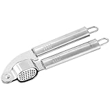 Fackelmann Knoblauchpresse OVALGRIFF, praktischer Küchenhelfer aus rostfreiem Edelstahl, Knoblauchschneider mit ergonomischem Griff (Farbe: Silber), Menge: 1 Stück