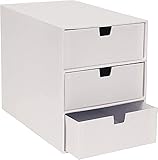 BIGSO BOX OF SWEDEN INGRID Schubladenbox für Dokumente und Bürobedarf – Schreibtisch Organizer mit 3 Schubladen – Ablagesystem aus Faserplatte und Papier – weiß