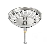 leruiyezs Exzenter Siebkörbchen Abflussstopfen Exzenter aus Edelstahl Höhenverstellbar 82 mm für Spüle mit Drehknopf Exzenterbedienung Siebkörbchen Spüle Küche mit Stift