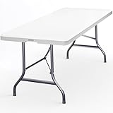 Casaria® Gartentisch Klappbar 220x70 cm für 10 Personen Wetterfest Kunststoff Stabil Tragegriff Garten Klapptisch Partytisch Esstisch Buffettisch Weiß