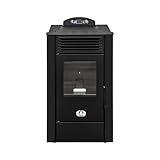 STUFE A PELLET ITALIA Alaska 10 kW – Heißluftofen, Effizienz 91 %, heizt 85 m², Autonomie 20 h, programmierbar, 5 Geschwindigkeiten und Leistung 24 Monate, Schwarz