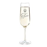 AMAVEL Sektglas mit Gravur, Royal, Personalisiert mit Namen, Individuelle Sektflöte, Sektkelch