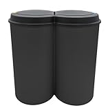 Spetebo Mülleimer 50 Liter (2x25) in schwarz mit praktischem Klappverschluss - Mülltrenner Abfalleimer