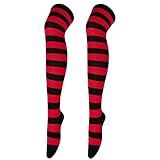 1 Paar weihnachtliche Lange Strümpfe für Damen über Kniestrümpfe Weihnachten Cosplay Party Kostüme Socken Kniehohe Lange gestreifte Strumpfsocken (One Size)