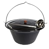 troph-e-shop Set Gulaschkessel Gulaschtopf Emaille 30 Liter + Deckel Gratis Schöpflöffel