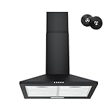 FIREGAS Wandmontage Dunstabzugshaube 60cm abzugshaube umluft 308m³/h mit CC110 Aktivkohlefilter Pyramide Edelstahl matt 3 Leistungsstufen Abluft Umluft Abzugshaube Schwarz