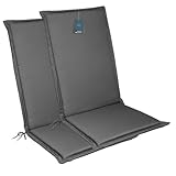 LILENO HOME Gartenstuhl Auflagen [2er Set - Hochlehner] in Anthrazit - Bequeme Liegen als Sitzauflagen für Gartenmöbel - Stuhlkissen für Gartenstühle und Klappstühle MIA