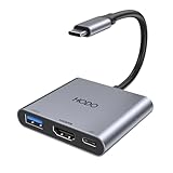 HODO USB C HDMI Adapter, USBC Digital AV Multiport Hub mit 4K HDMI, USB 3.0, Type-C 100W PD für iPad/MacBook/Samsung S24/Surface/HP