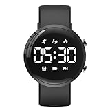 Focwony Digitale Fitness-Tracker-Uhr für Kinder, wasserdichte Armbanduhr mit Schrittzähler/Distanz/Kalorien/Stoppuhr/Wecker, tolles Jungen, Mädchen, Kinder und Teenager (Schwarz)