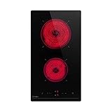 Hermitlux Domino Glaskeramikkochfeld, Eingebaut 29 cm Glaskeramik Elektrisches Kochfeld, 9 Leistungsstufen, Sensor-Touch-Steuerung, Kindersicherung, 1-99 Minuten-Timer, Geeignet für Alle Töpfe