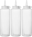 HENDI Spenderflasche, Stückzahl: 3, Easy Squeeze, für Saucen, Squeeze Flasche, Quetschflasche, Dosierflasche, 700ml, ø70x(H)240mm, Polyethylen, Polypropylen Kappe, Transparent