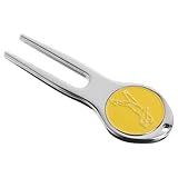 Ciieeo Golf Divot Reparaturgabel aus Stabiler Zinklegierung Leichtes und Verschleißfestes Golfrasenwerkzeug mit Ergonomischer Kerbe Gelb für Präzise Reparatur von Rasenlöchern
