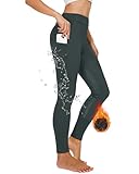 Winter Reitleggings Damen Vollbesatz Thermo Reithose Damen Fleece Gefüttert Wasserdicht mit Handytasche Gürtelschlaufen Grau M