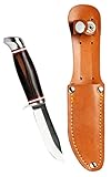 moses. Expedition Natur Kinder Outdoor-Messer, Gürtelmesser mit Fingerschutz, Schnitzmesser mit Holzgriff und Lederhülle – Perfekt für Outdoor-Erlebnisse wie Schnitzen und Camping, Edelstahl