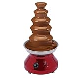 Elektrische Schokobrunnen Schokolade Brunnen aus Edelstahl, 5-Tier Einstellbare Temperatur Schokoladenbrunnen (30-110 ℃), 3000ML Schokobrunnen Schokoladen Fondue für Party Geburtstag (Rot)
