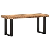 vidaXL Raues Mangoholz Massiv Sitzbank 110cm Industriestil Bank Flurbank Holzbank Massivholzbank Esszimmerbank Küchenbank Essbank Stahl