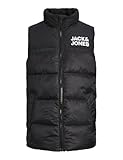 JACK & JONES JUNIOR JJETOBY Bodywarmer Collar SN JNR 12236914,Black/Print:White Jack & Jones Logo On Chest,164