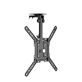 PureMounts TV Deckenhalterung für Fernseher, geeignet für 23-55 Zoll, klappbar, höhenverstellbar, schwenkbar, neigbar, bis VESA 400x400, schwarz