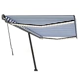 Xichuzi Gelenkarmmarkise Einziehbar Balkon Deko, Sonnensegel Balkon, Balkon Markise, Terrassendach, Awning Balcony, Sonnensegel, Balkonschutz Sichtschutz, 500x350 cm Blau und Weiß