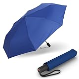 Knirps Regenschirm I.200 Medium Duomatic in Blau mit Schirmtasche I kleiner Taschenschirm mit Drucktaste I Regenschirm automatisch & kompakt I Taschenregenschirm leicht & sturmfest