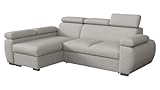 Mirjan24 Ecksofa Boston Mini, Eckcouch mit Schlaffunktion und Bettkasten, Polsterecke mit Einstellbare Kopfstützen, L-Sofa, Polstergarnitur, Wohnlandschaft (Aragon 80, Seite: Links, LC+2r)