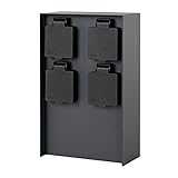 Grafner Edelstahl Design Gartensteckdose mit 4 Steckdosen, IP44, eckig, anthrazit, KEIN ROST – Pulver-Beschichtung, klein und schmal, Energiesäule Mehrfach Metall Außen Steckdose 2-Fach schwarz