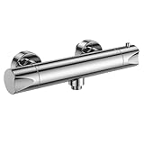 Duscharmatur mit Thermostat, Duscharmaturen Thermostat Duscharmatur mit 38°C Sicherheitstaste, Verbrühungsschutz Mischbatterie Thermostat, Wassersparend mit Thermostat, Armatur Dusche Chrom