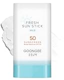 GOONGBE Mineralischer Sonnenschutzbalsam Fresh Sun Stick weich, LSF 50, ohne weiße Farbe, mit Zinkoxid, matt, weich, fettfrei, geeignet für Reisen für Babys, Kinder und Erwachsene, veg
