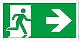 Schild Notausgang | extra langnachleuchtend | PVC selbstklebend 297x148mm | gemäß ASR A1.3 DIN 7010 DIN 67510 | Notausgangsschild Pfeil rechts | Fluchtwegschild Rettungsweg | Dreifke® extra 160