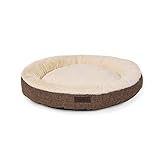 lionto Rundes Hundebett Hundekissen Hundesofa Katzenbett Donut (S) 55 cm Ø Außendurchmesser Braun