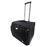 OECOVERDE Aktenkoffer aus recyceltem Polyester in schwarz 46209 | für fünf Aktenordner, mit Rollen und Trolley, Schultergurt | Aktenordnerkoffer