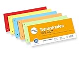 perfect line • 100 Trennstreifen für Ordner A4, Trennblätter aus Recycling-Karton, 5 Farben, gelocht, Made in Germany