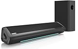 Saiyin TV Soundbar mit Subwoofer, 17-Zoll Soundbar für TV Geräte, 2.1ch Surround Sound System mit Einstellbarem Bass, Lautstärkeanzeige und Bluetooth/Optical/AUX Eingang für TV, PC, Projektor
