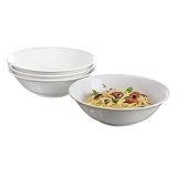 Pasabahce Porzellan Salatschüssel Pastaschüssel - 24cm 4er Set Große Weiße Pastaschalen Vielseitige Schalen für Salate Pasta Qualität Porzellan Geschirr Klassische Pasta Dish Schalen Suppen- und