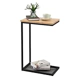 Mingone Beistelltisch Holz C-Form Couchtisch Nachttisch Sofatisch Telefontisch Kiefernholz mit Stauraum für Wohnzimmer Schlafzimmer 28x45x68cm