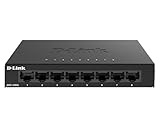 D-Link DGS-108GL 8-Port Unmanaged Gigabit Switch (ohne Lüfter, Low Profile Metallgehäuse, Desktop, Plug-and-Play, QoS, 802.3az EEE), Black
