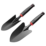 msymsyu Gartenschaufel 2 Stück Schwarzer Breiter Blumenkelle (32.5 x 8 cm) x 1 und Schmaler Pflanzschaufel (32 x 6 cm) x 1 Gartenschaufel klein zum Umpflanzen von Setzlingen Jäten und Auflockern