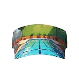 WBQLSL Sonnenschutz für Erwachsene, hohl, universell für Männer und Frauen, geeignet für Sport und Alltag, Flamingo- und Schwimmbad-Muster, Schwarz