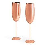 Beautify Sektgläser Champagnerflöten/Gläser Kupfer 2 Stück - Bruchsicherer Edelstahl Sektkelche